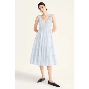 Merlette Solid Flor Midi Dress Tiered Cotton Wrap Ether Ruffle Resort M